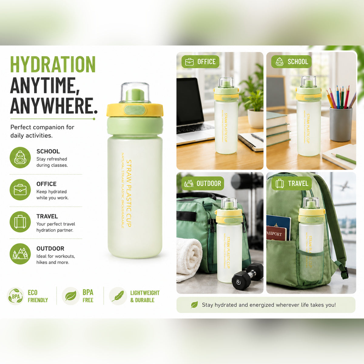 Papita Frosted Straw Cup — 550ml