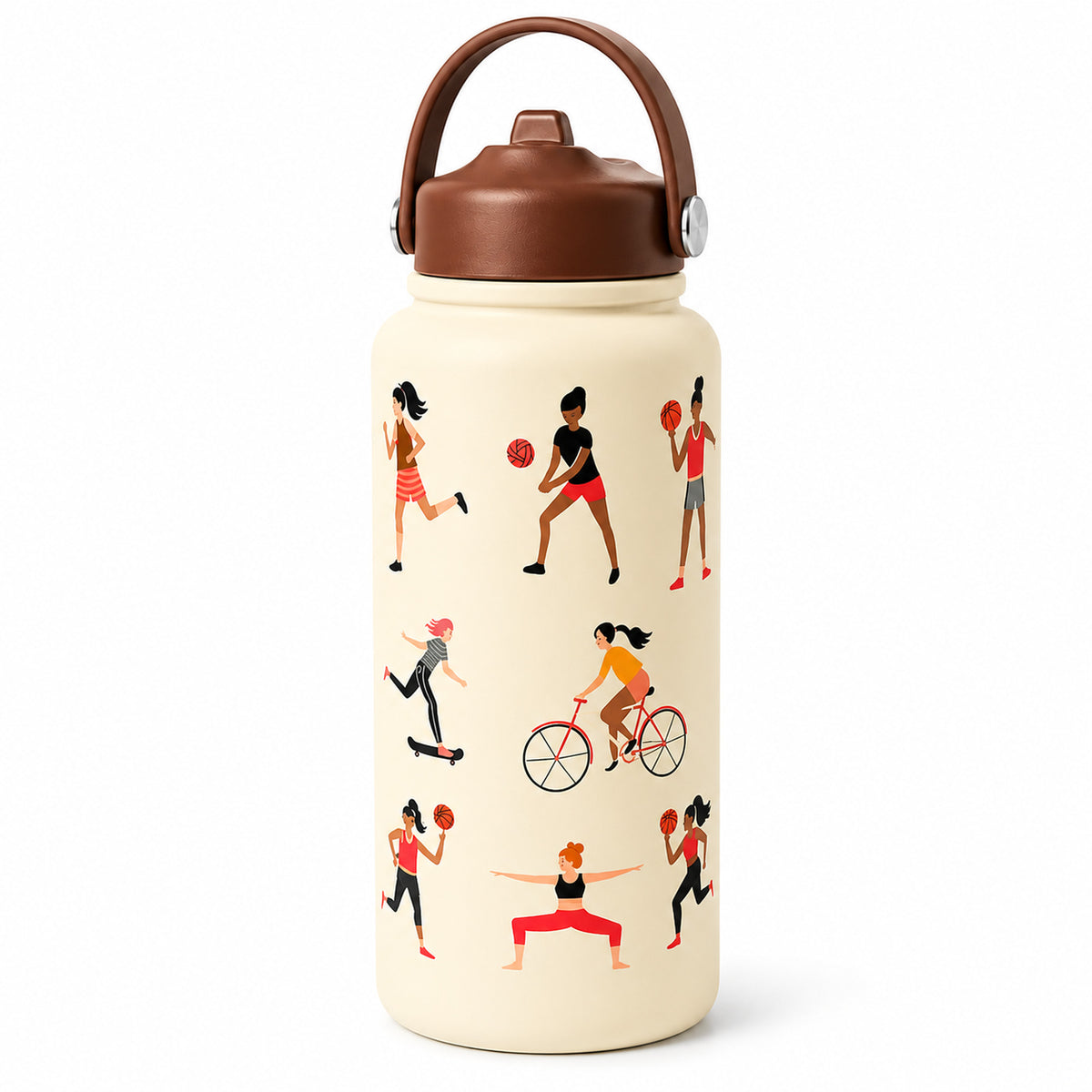 Sporty Insulated Water Bottle 1000ml — 18/8 Stainless Steel Flask with Flip Straw Lid & Carry Handle