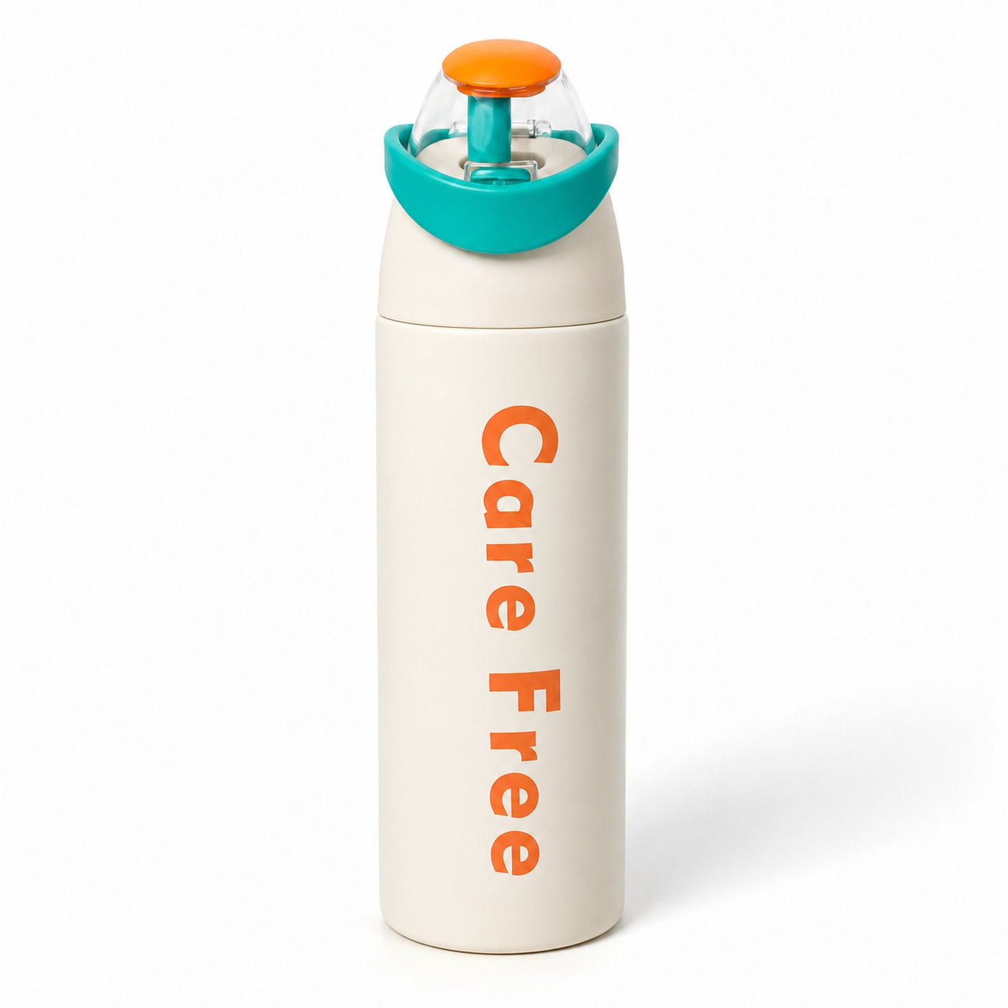 Care Free Insulated Water Bottle — 304 Stainless Steel Sipper with Straw & Carry Handle, 750ml (Ivory Cream)
