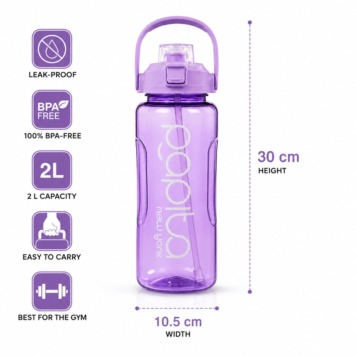 Papita 2L Water Bottle — Purple