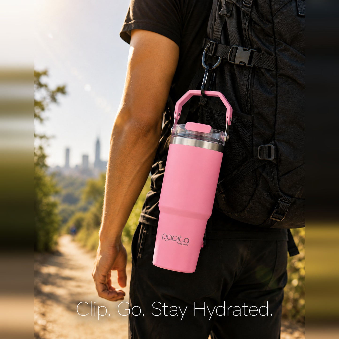 Papita 900ml Insulated Tumbler with Flip Straw Lid & Handle
