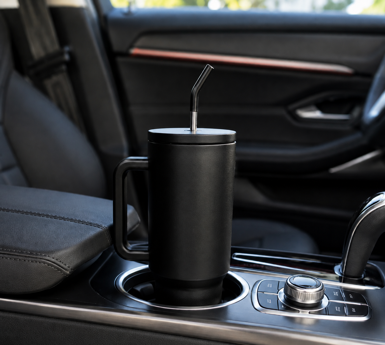 Papita New York Everyday Tumbler — 304 Stainless Steel Insulated Travel Mug with Handle, Lid & 2 Straws, 1.2L